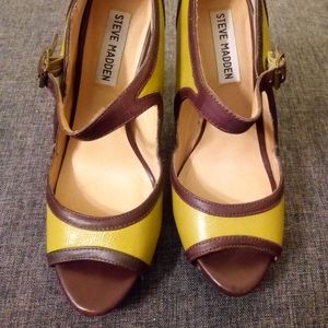 Steve Madden reede olive and brown pumps US 6